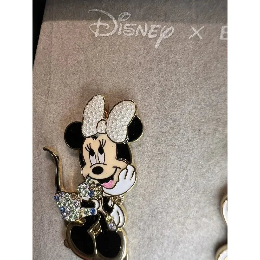 Disney x Baublebar Minnie Mouse Pearl/Rhinestone Enamel Earrings NEW